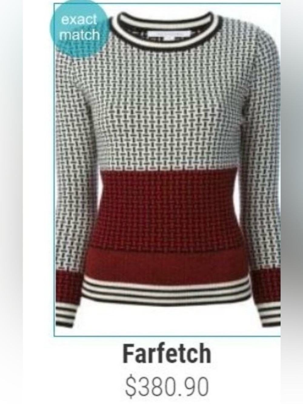 DVF Diane Von Furstenberg 100% Wool Microstitch Geometric Crewneck Sweater Red S